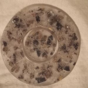 Unique Resin  wellness disc with Embedded Stones for yourself, animals food.